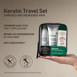 Набір для подорожей Il Salone Keratin: Шампунь 100 мл + Маска для волосся 75 мл + Спрей для волосся 18 мл + Косметичка - мініатюра 2