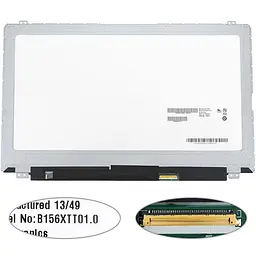 Матриця 15.6 B156XTT01.0 touch (1366*768 40pin LED SLIM(вертикальні вушки) глянцева роз'єм праворуч знизу) для ноутбука