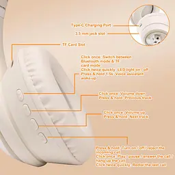 Дитячі бездротові навушники з котячими вушками Onikuma B3 з Bluetooth 5.3, RGB-підсвічуванням, мікрофоном та картою памʼяті microSD до 25 годин роботи рожевий - мініатюра 5