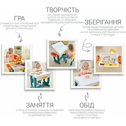 Дитячий багатофункціональний столик і стільчик Poppet Трансформер 6в1 синій (PP-004) - мініатюра 16