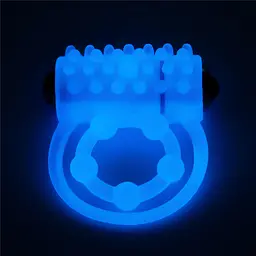 Подвійне кільце для пеніса з вібрацією Lovetoy Lumino Play блакитний - мініатюра 5