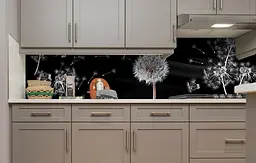 Кухонний фартух Пухнастий Кульбаба вінілова наклейка для кухні Квіти Чорний 60х200 см Happy Pocket Z181362 - мініатюра 4