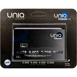 Упаковка презервативів Uniq Classic 0.008 мм ультратонкі для максимального комфорту 3 шт.