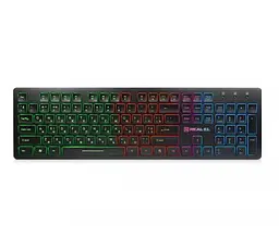 Клавіатура Real-El Comfort 7070 Backlit, чорний, USB, мембранна, підсвічування символів та бічних граней клавіш, 103 кнопки