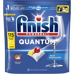 Таблетки для посудомийних машин Finish Quantum All in 1 Лимон 120 шт. (5908252009671)