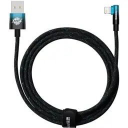 Дата кабель USB 2.0 AM to Lightning 2.0m 2.4A 90° corner black/blue Baseus (CAVP000121) - мініатюра 2