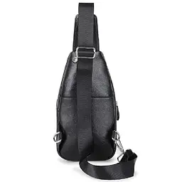 Шкіряний чорний слінг на два відділи Tiding Bag FL-A25F-8803A - мініатюра 7