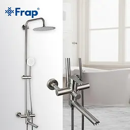 Душова система Frap F24801, поворотний вилив - перемикач на лійку, 1 режим, нержавіюча сталь - мініатюра 2