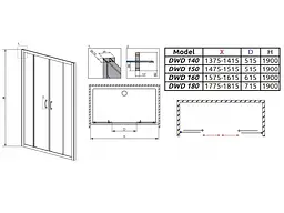 Душові двері Radaway Premium Plus DWD 150 прозоре скло, хром (33393-01-01N) - мініатюра 6