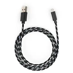 Дата кабель USB 2.0 AM to Micro 5P 2color nylon 1m black Vinga (VCPDCMBN31BK) - мініатюра 5