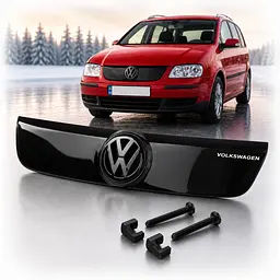 Зимова накладка на радіаторні грати Volkswagen Touran 2006-2010 Глянець з логотипом (Voron Glass) WW10906