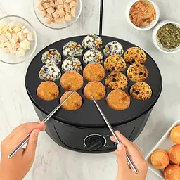 Електрична такоячниця RAF Takoyaki Maker для приготування пончиків, кейк-попсів і м'ясних кульок (18 комірок) антипригарна - мініатюра 6