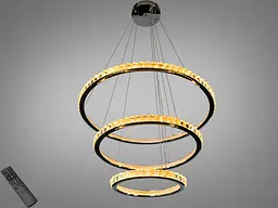 LED люстра кільця Diasha 66081/800+600+400CH хром 77 см 185W з пультом 20-30 кв.м.