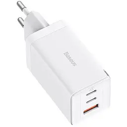 Зарядний пристрій Baseus GaN5 Pro 65W 2×Type-C + USB з кабелем Type-C to Type-C 100W 1 м White (CCGP120202) - мініатюра 4