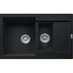 Кухонна мийка Franke Maris MRG 651-78/114.0631.461/дві чаші/фраграніт/антибактеріальний захист/780х500х200(130)/врізна/чорний матовий