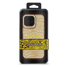 Кожаный чехол для Apple iPhone 14 Pro Max, Harder Crocosaur, бежевый, термополиуретан ТПУ + экокожа с текстурой крокодила, панель, защита корпуса, противоударный, микрофибра, рамка вокруг камеры, защита всего корпуса, (ARM76727) - мініатюра 3