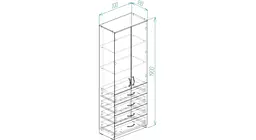 Шафа Анжело Ferrum-decor на 3 полиць з 2 дверима та 4 ящики 1900x700x380 ДСП Дуб Сан-Марино 16 мм (FRD-105026) - мініатюра 4