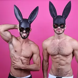 Блискуча маска кролика Leg Avenue - Glitter masquerade rabbit mask, чорний - мініатюра 3