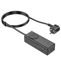 Мережевий зарядний пристрій подовжувач Hoco NS4 USB/2 Type-C PD 65W чорний - мініатюра 6