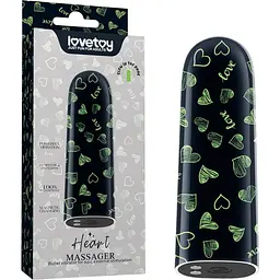 Вібратор для клітора Lovetoy Heart Massager Glow In The Dark 8.5 см чорний