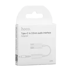 Перехідник Hoco LS3 Type-C - mini jack 3.5 Digital Audio converter 0.04m DAC White - мініатюра 2