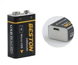 Акумулятор Beston USB крона 9v Li-ion 1000mAh - мініатюра 9