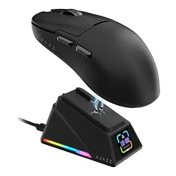 Ігрова бездротова мишка AJAZZ AJ159 Apex /Три режими підключення / 42000 DPI / сенсор PAW3950 / Док-станція з LED-дисплеєм / Black