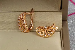 Сережки Xuping Jewelry апельсинові часточки 1.5 см золотисті - мініатюра 2