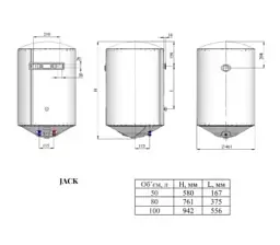 Бойлер електричний накопичувальний водонагрівач WHP Jack сухий ТЕН 100 л 2 кВт - мініатюра 4