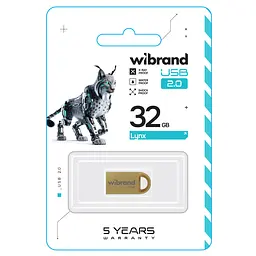 Флеш-накопичувач Wibrand USB 2.0 Lynx 32Gb Золотистий - мініатюра 2