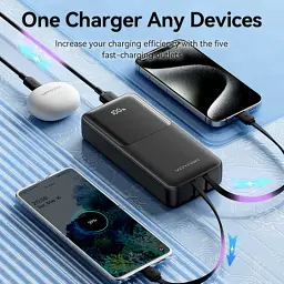 Батарея універсальна Vention 20000 mAh 22.5W with Built-in USB-C and Lightning Cables (FHPB0) - мініатюра 7