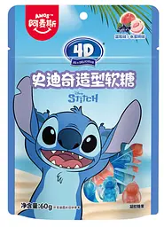 Желейні цукерки Amos Stitch 4D Gummy Candy Blueberry Peach 60г
