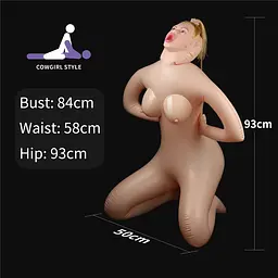 Секс-лялька Lovetoy Cowgirl Style Love Doll надувна з 3 отворами в позі наїзниці 89 см тілесна - мініатюра 4