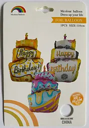 Фольгована кулька фігура «Happy birthday Cake» 110 см наповнення повітрям або гелієм для тематичних вечірок Білий - мініатюра 2