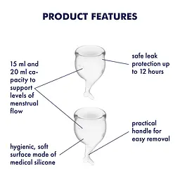 Менструальна чаша Satisfyer Feel Secure 2 шт. прозора - мініатюра 5