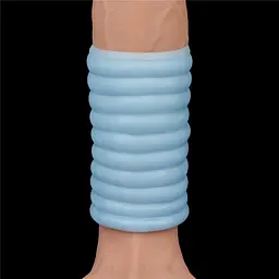 Насадка на пеніс з вібрацією Lovetoy Knights Ring Vibrating Wave 10 см блакитний - мініатюра 6