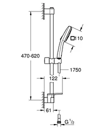 Душовий гарнітур Grohe Tempesta Cube 2 режими струменя 110 26907003, Хром - мініатюра 7
