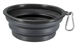 Силіконова складна дорожня миска Derby Collapsible silicone pet bowl, 400 мл Чорний