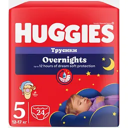 Підгузки-трусики Huggies Overnight 5 (12-17 кг) 24 шт. - мініатюра 2