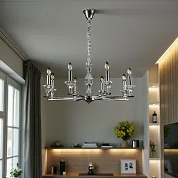 Підвісна люстра-свічка Splendid Ray L9051/8 (SILVER), кришталева, 8 ламп E14, Ø 80 см, колір хром - мініатюра 2
