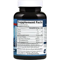 Супер Омега-3 Carlson Super Omega-3, 1200 мг 100 желатинових капсул - мініатюра 2