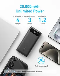 Портативний зарядний пристрій PowerCore - 20000 mAh 87W PD Built-In USB-C Cable Black Anker teh0027063 - мініатюра 5