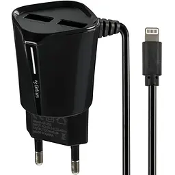 Мережевий зарядний пристрій Gelius Pro Edition Auto ID 2USB 2.4 A Black з кабелем Apple Lightning
