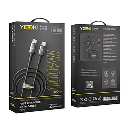 Кабель для заряджання та обміну даними Yoki YK-PO70 POWER Series Type-C to Type-C 100W 5A/20V 2 м Чорний - мініатюра 2