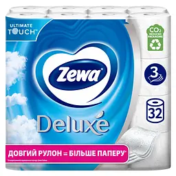 Туалетний папір Zewa Deluxe білий тришаровий 32 рулони