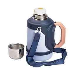 Термос для туризму Vacuum Cup 1,5 л з фліп кришкою та складаними ручками, темно-синій Yiwu HP-14-21BL - мініатюра 8