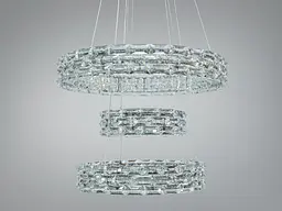 Підвісна LED-люстра Diasha 7896/500+400+300CH з трьома кришталевими кільцями, пультом, 70 W, CH, 53 см, 12-20m2 - мініатюра 3