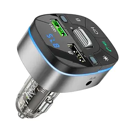 Адаптер автомобільний HOCO Crystal transparent car BT FM transmitter E71 сіро прозорий - мініатюра 7