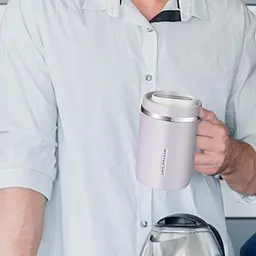 Кухоль office cup 500 мл для кави чаю з вакуумною ізоляцією нержавіюча сталь 304/PP purple grei - мініатюра 7