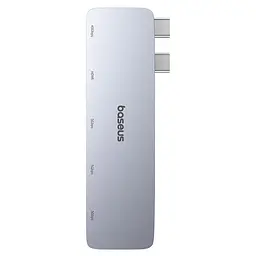 USB-хаб Baseus UltraJoy Series 5-Port HUB Space Сірий (USB-Cx2 to USB-C 40Gbpsx1+HDMI 4K@30Hzx1+USB3.0x3) - мініатюра 3